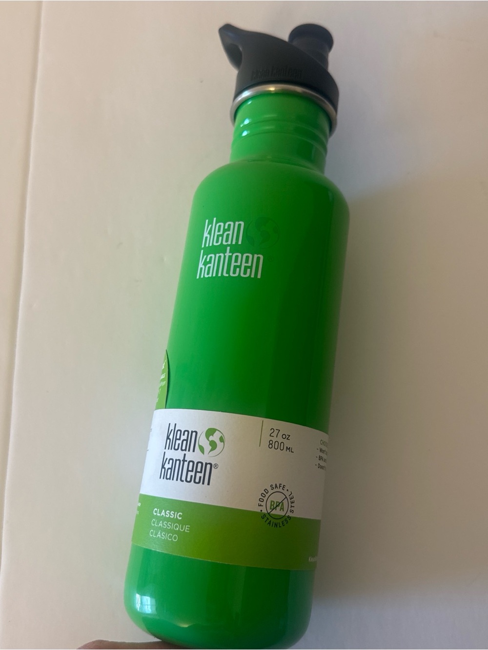 Klean Kanteen Classic Green 27oz Stainless Water Bottle